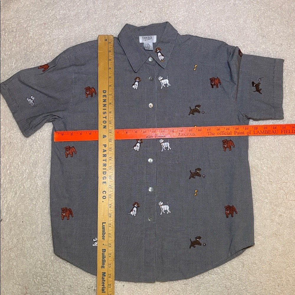 Teddi Checkered Embroidered Dogs Shirt medium - Picture 4 of 8